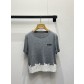 미우미우(MIU MIU) 레이스 배색 반팔 티셔츠 의류
