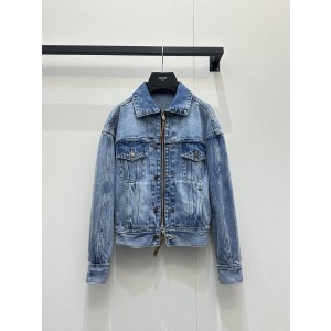 셀린느(CELINE) 더블 지퍼 허리 스트링 데님 자켓 의류