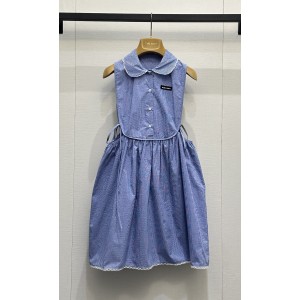 미우미우(MIU MIU) 블루 체크 세일러 카라 원피스 의류