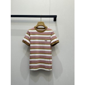 미우미우(MIU MIU) 핑크 체크 반팔 의류