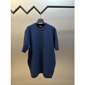 펜디(FENDI) 더블 F 자카드 니트 반팔 티셔츠 의류