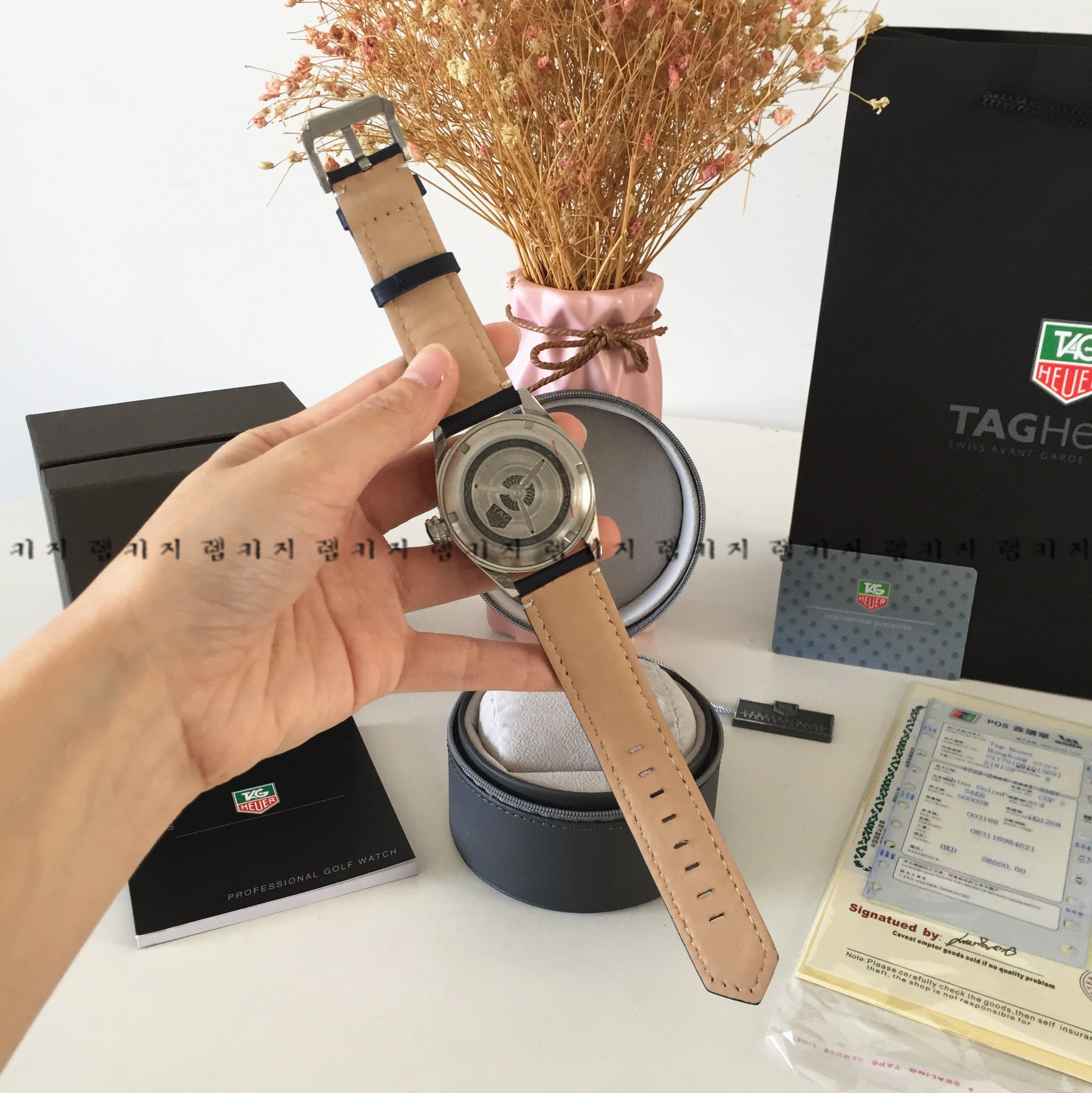 태그호이어 오타비아 블루다이얼 청판 가죽시계