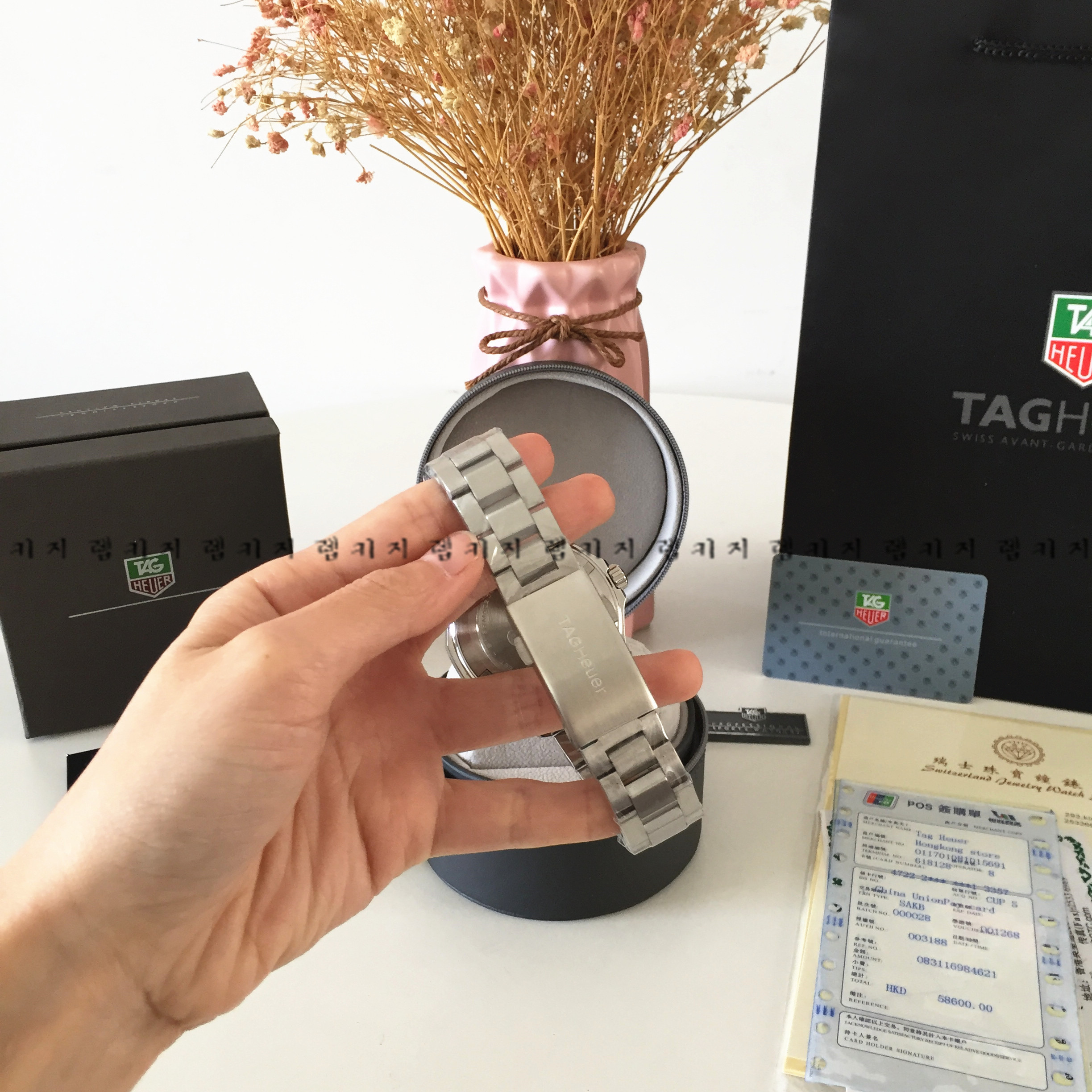 태그호이어 아쿠아레이서 청판 쿼츠 메탈시계