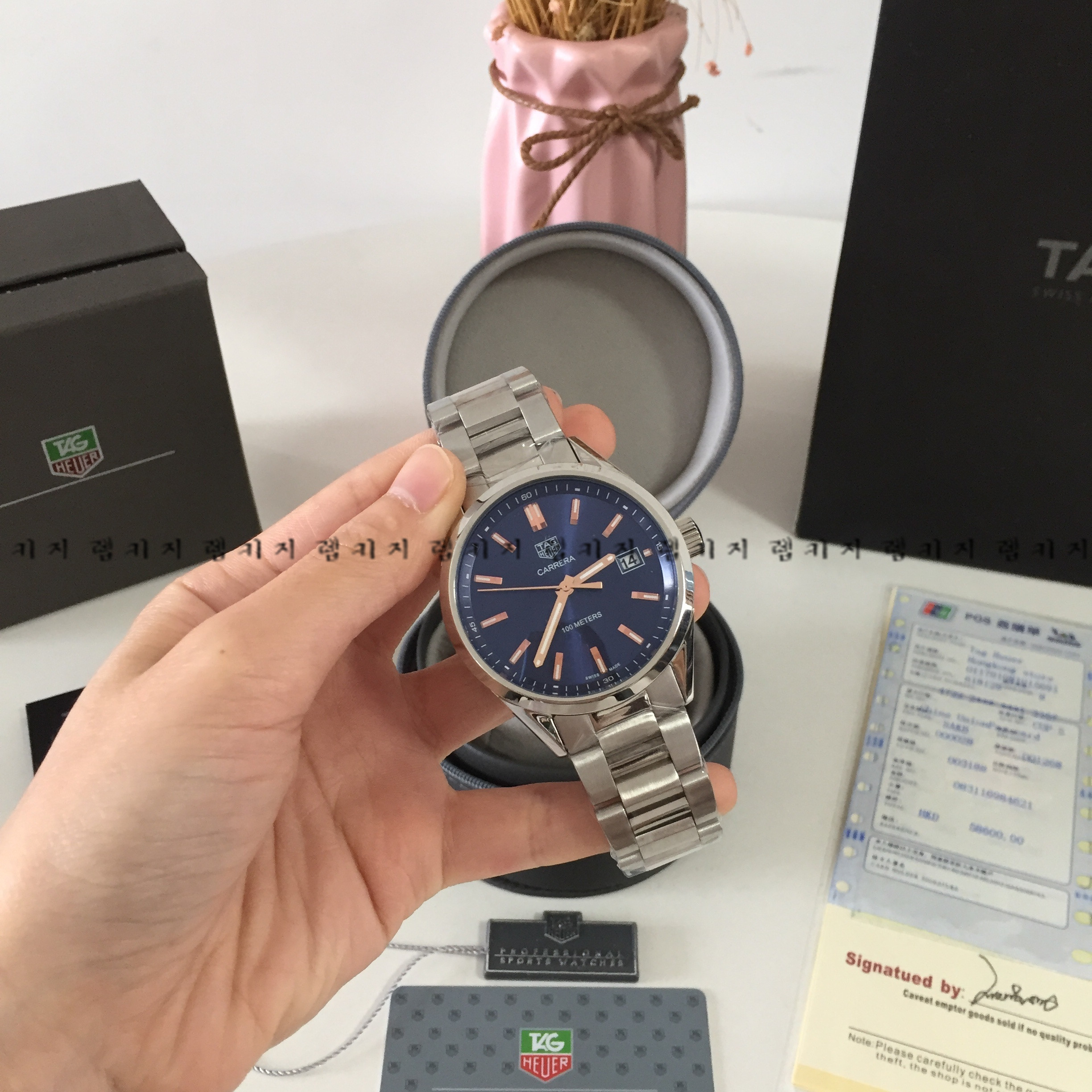 태그호이어 까레라 100 은장 메탈시계