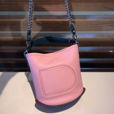 델보 핀 미니 버킷 스티치 브리앙 핑크 토트백