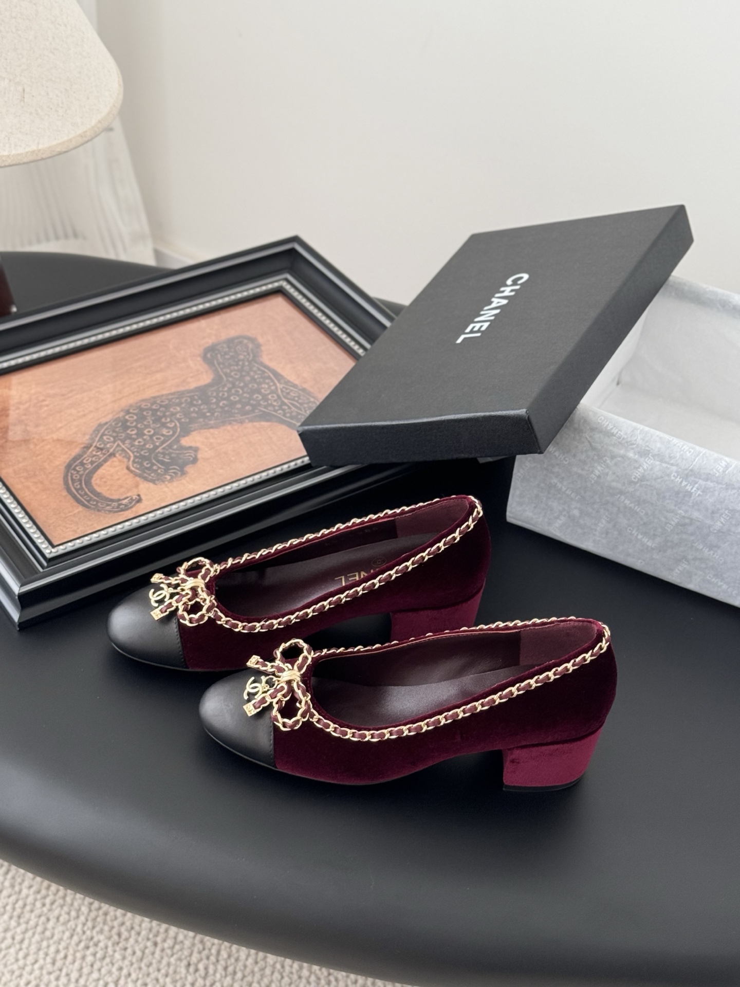 chanel 샤넬 25K 신상 체인 더블 C 통굽 단화 플랫 슈즈 신발