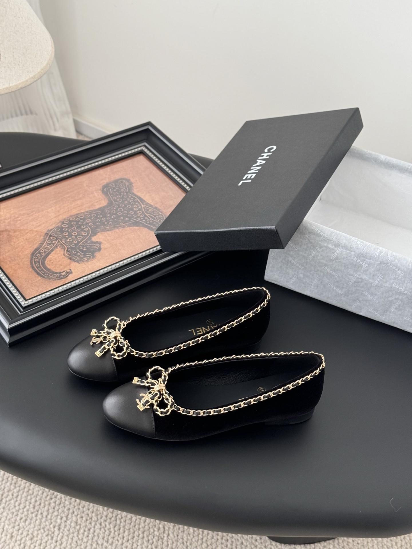 chanel 샤넬 25K 신상 체인 더블 C 통굽 단화 플랫 슈즈 신발