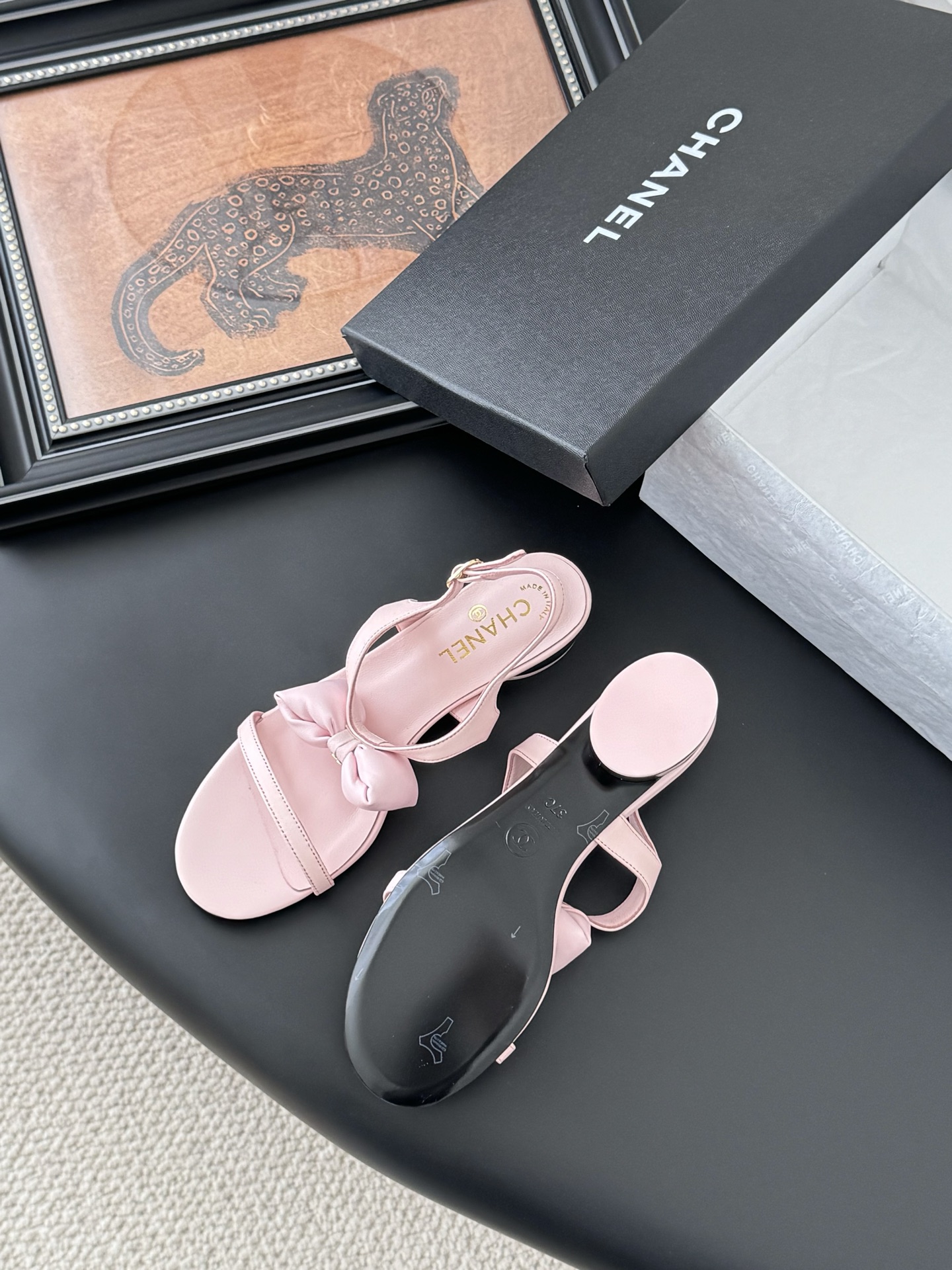 Chanel 샤넬 통굽 힐 샌들 구두 신발