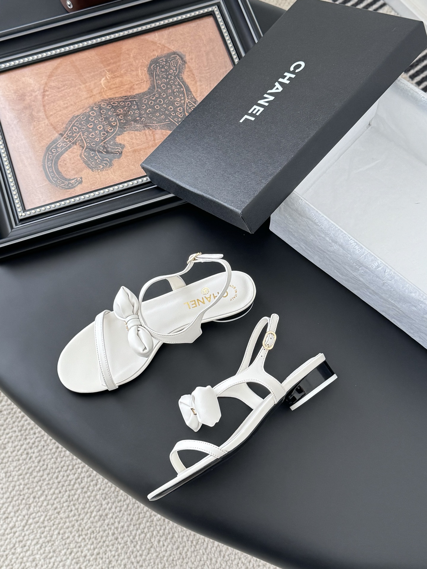 Chanel 샤넬 통굽 힐 샌들 구두 신발