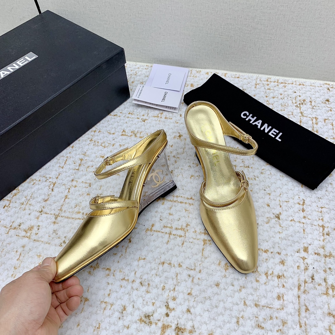 CHANEL 샤넬 웨지 샌들 슬리퍼 신발