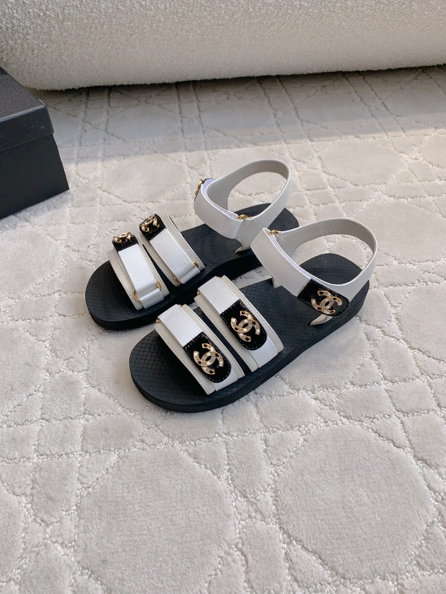 CHANEL 샤넬 벨크로 비치 샌들 신발