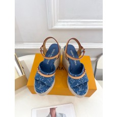 LOUIS VUITTON LV 루이비통 데님 웨지 통굽 샌들 신발