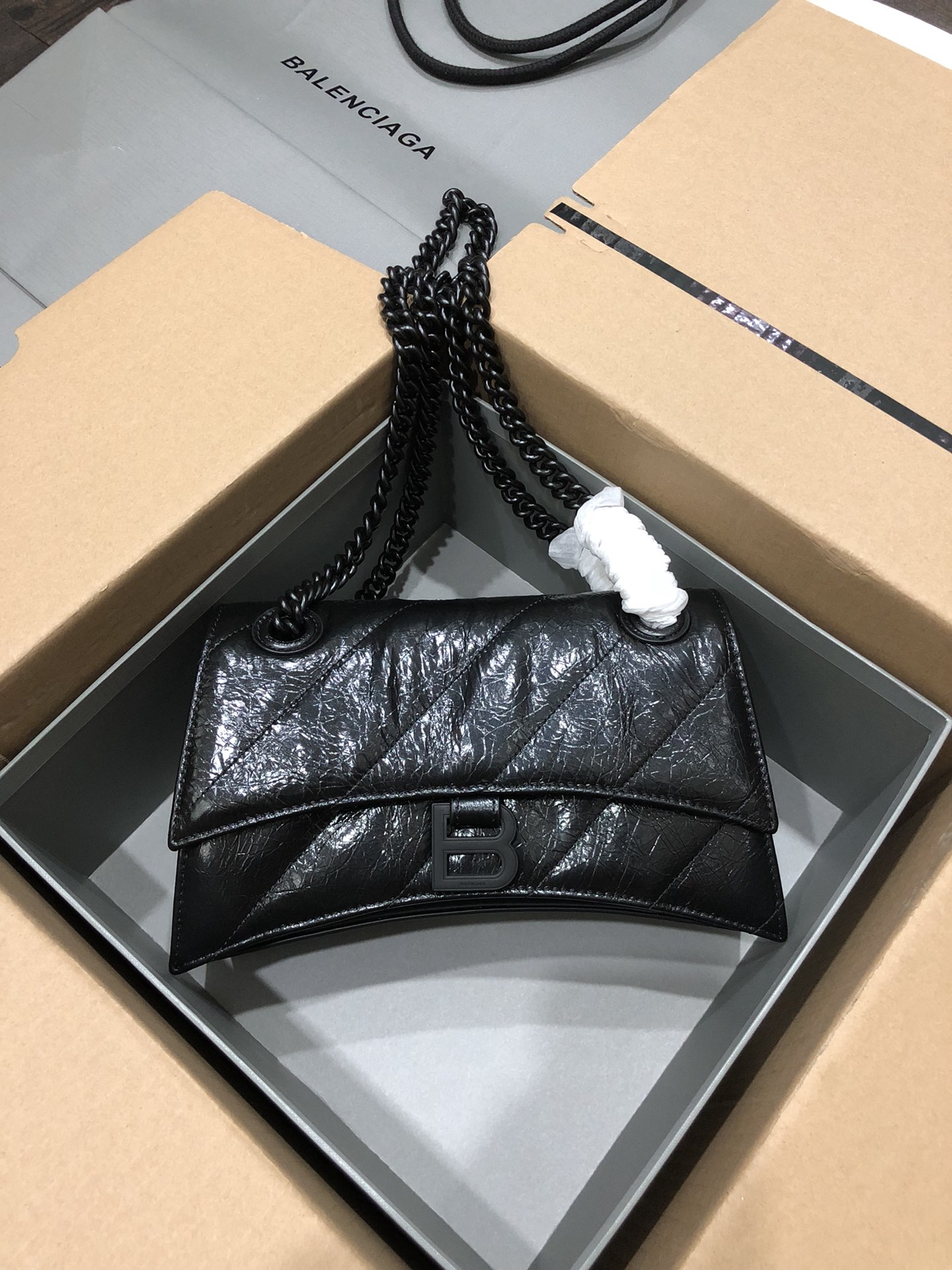 Balenciaga 발렌시아가 Crush 샤벨 체인백 금장 스몰 숄더백 가방