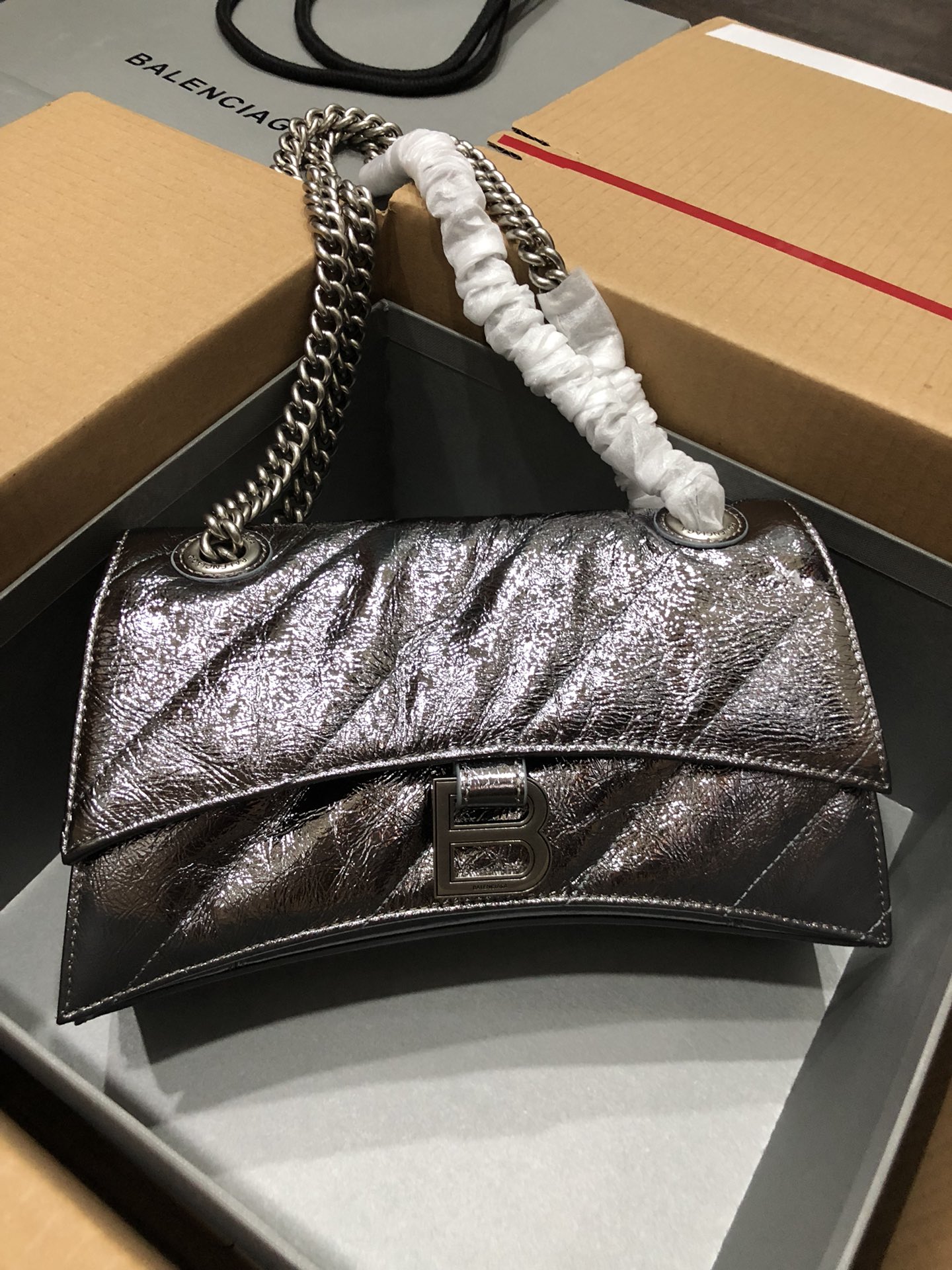 Balenciaga 발렌시아가 Crush 샤벨 체인백 금장 스몰 숄더백 가방