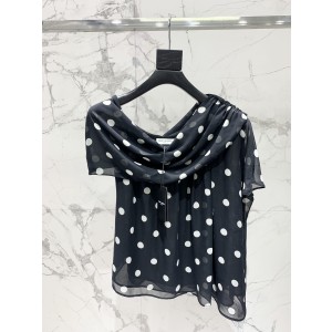 YSL 생로랑 도트 셔링 블라우스 셔츠 의류