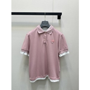 PRADA 프라다 페이크 레이어드 피케 반팔티 의류