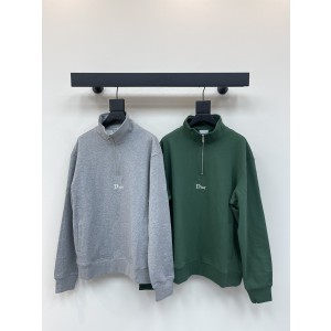 Dior CD 디올 배색 미니 로고 자수 하프 집업 긴팔 맨투맨 티셔츠 의류