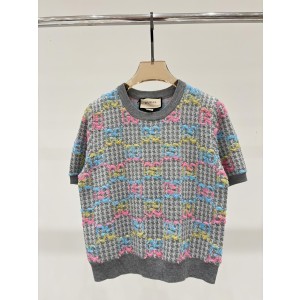 GUCCI 라운드넥 로고 니트 반팔 의류