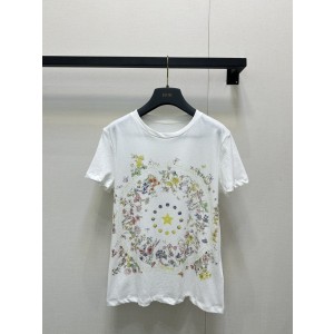 Dior 디올 플라워 & 스타 프린트 라운드넥 반팔 티셔츠 의류