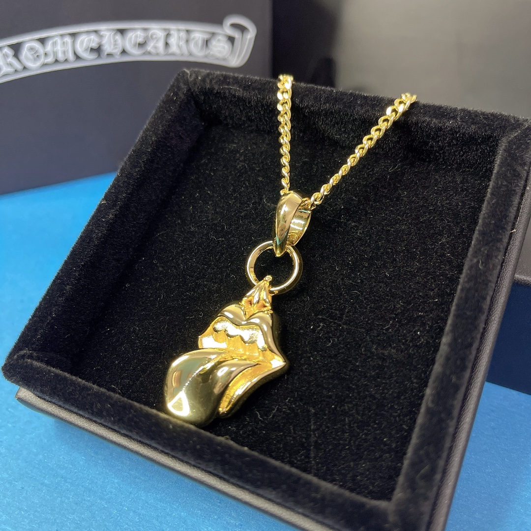 Chrome Hearts CH 크롬하츠 미니 골드 플레임 십자가 목걸이