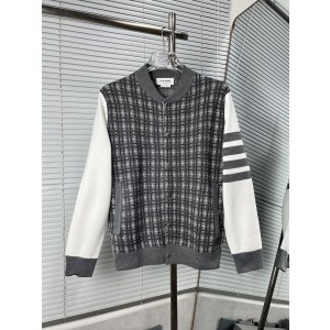 Thom Browne 톰브라운 체크 배색 금속 버튼 가디건 의류