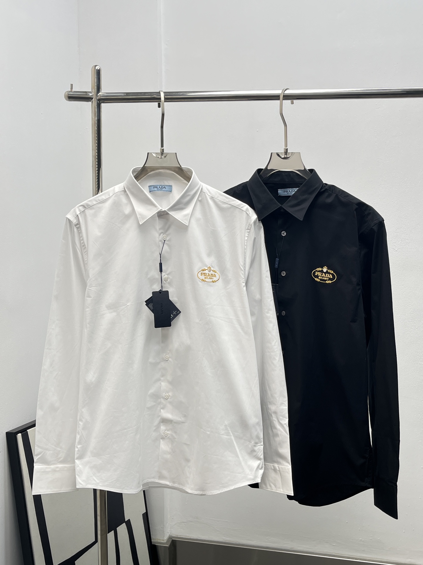 PRADA 프라다 자수 로고 포플린 긴팔 셔츠 의류