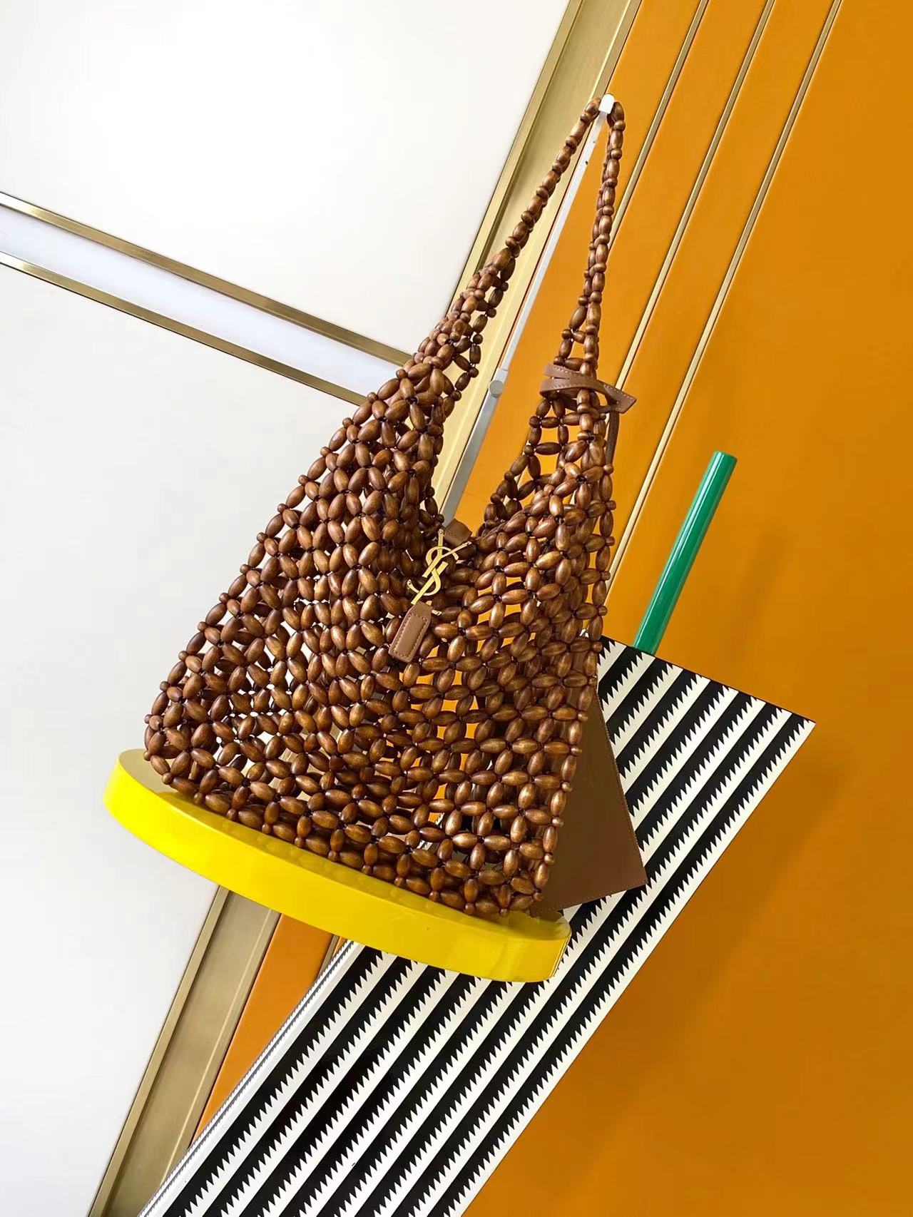 YSL 생로랑 우드 비즈 Hobo 호보백 가방 30cm