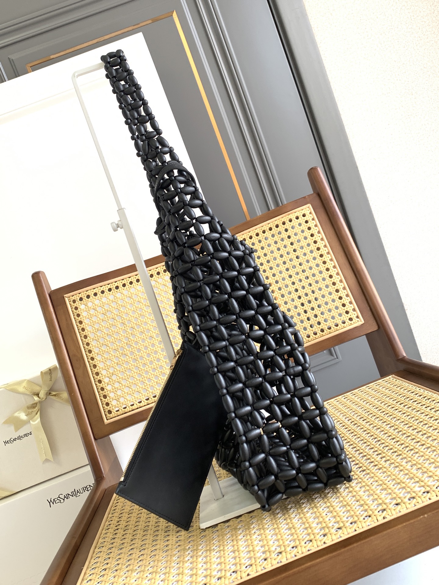 YSL 생로랑 우드 비즈 Hobo 호보백 가방 30cm