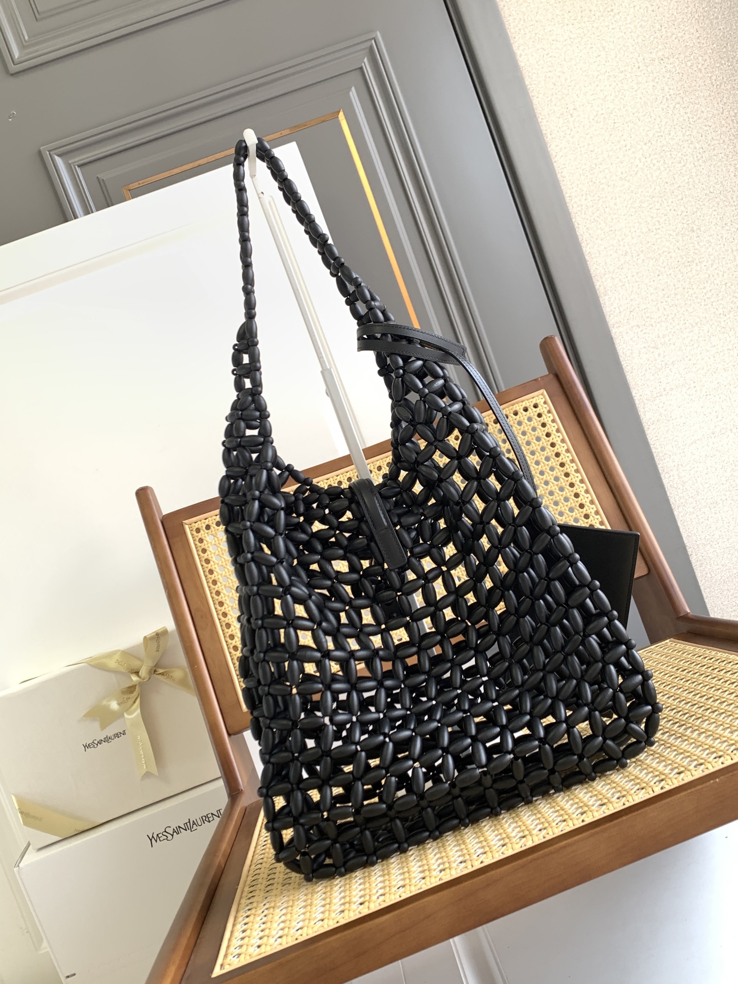 YSL 생로랑 우드 비즈 Hobo 호보백 가방 30cm