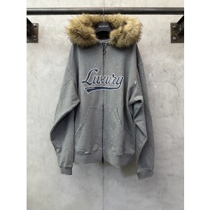 Balenciaga 발렌시아가 퍼 카라 지퍼 후드 집업 자켓 재킷 의류