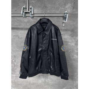 Balenciaga 발렌시아가 엠블럼 자수 레더 가죽 자켓 재킷 의류