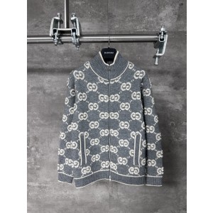 Gucci / 구찌 노티드 울 스티치 풀 프린트 더블 G 집업 자켓 재킷 의류