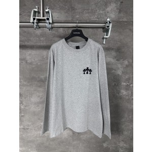 Chrome Hearts / 크롬하츠 CH 블랙 벨벳 크로스 라운드넥 긴팔 티셔츠 의류