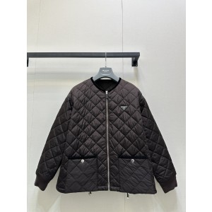 PRADA 프라다 다이아몬드 패턴 퀄팅 라운드넥 패딩 자켓 재킷 의류