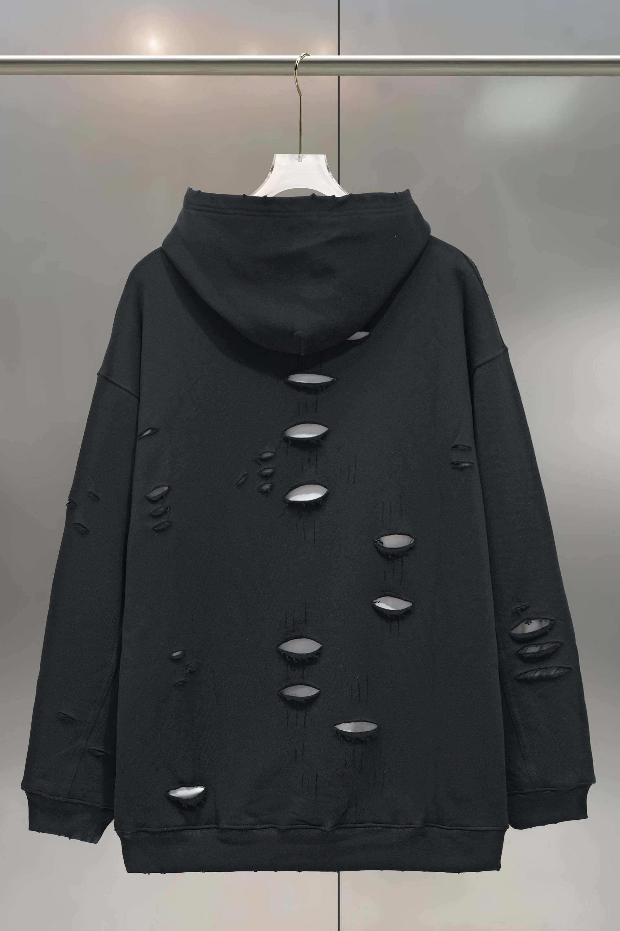 Balenciaga 발렌시아가 아트 프린트 더블 레이어 디스트로이드 후드티 의류