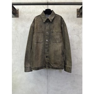 FENDI 펜디 번 카라 싱글 브레스티드 데님 셔츠형 재킷 자켓 의류