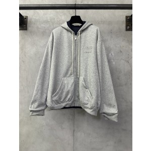 miumiu 미우미우 플레인 니트 후드 집업 양면 자켓 재킷 의류