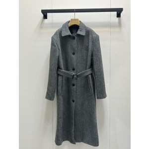 miumiu 미우미우 플랫카라 싱글버튼 + 벨트 롱 니트 코트 의류