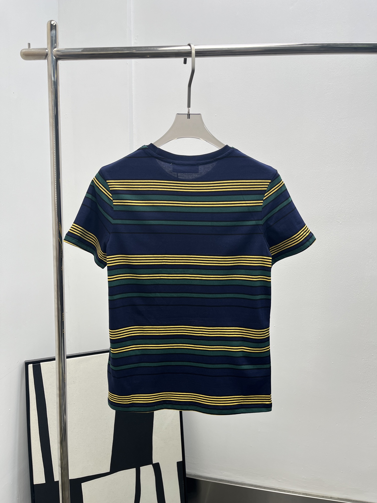 miumiu 미우미우 체크·스트라이프 라운드넥 반팔 티셔츠 의류