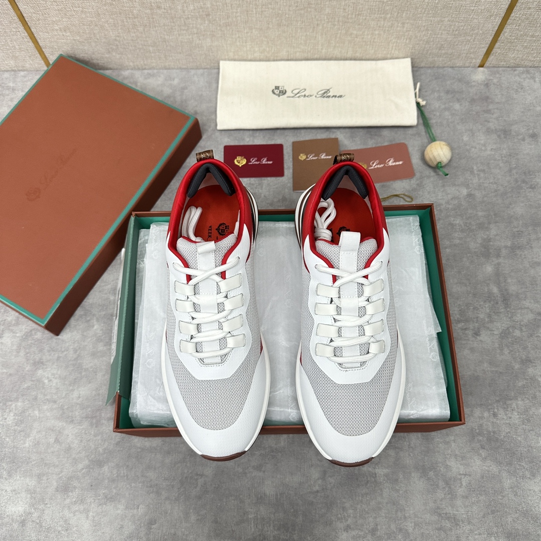 Loro Piana 로로피아나 Week End Walk 남성 메쉬 가죽 콤비 스니커즈 신발