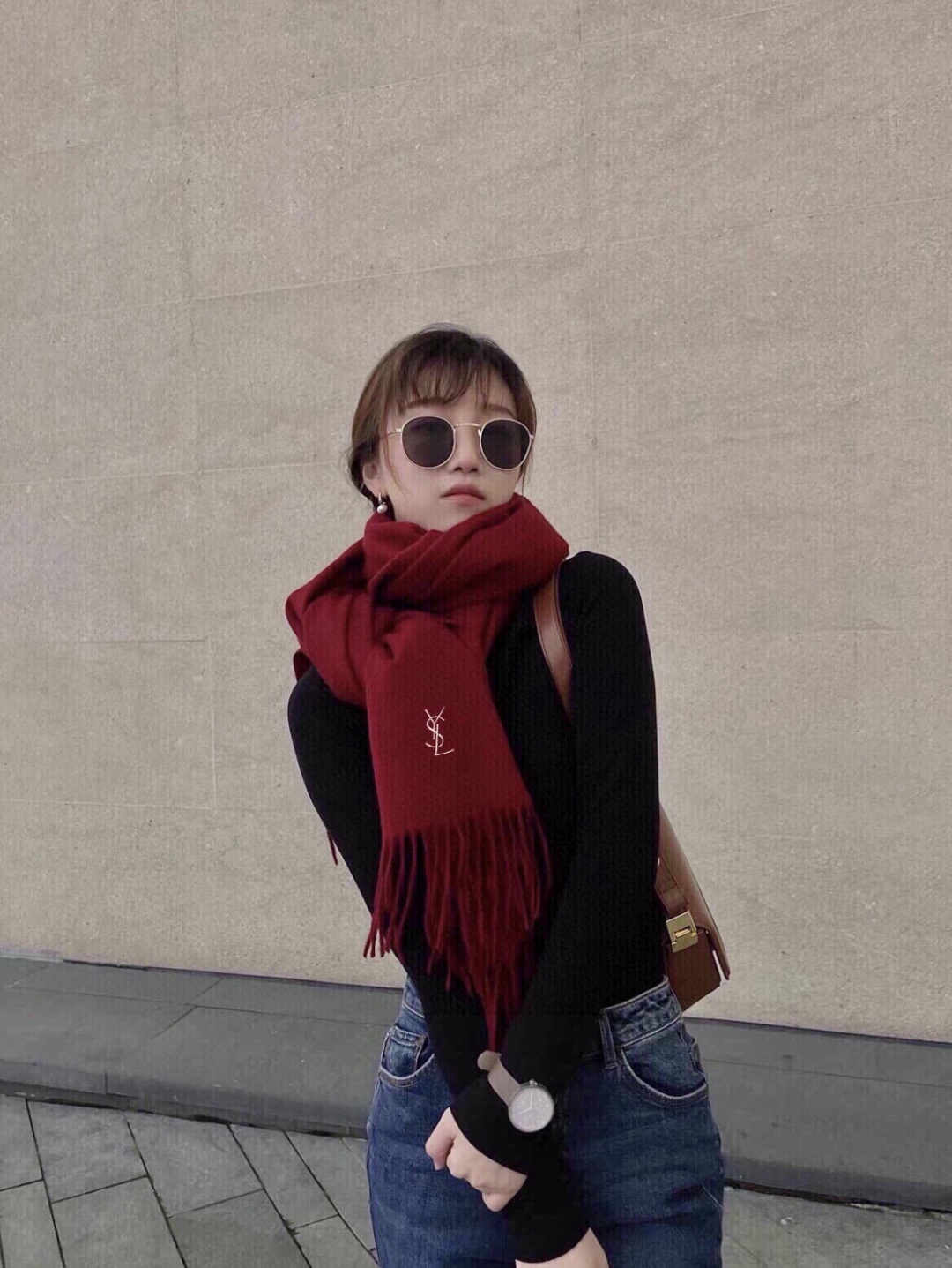 YSL 생로랑 100% 캐시미어 머플러 목도리