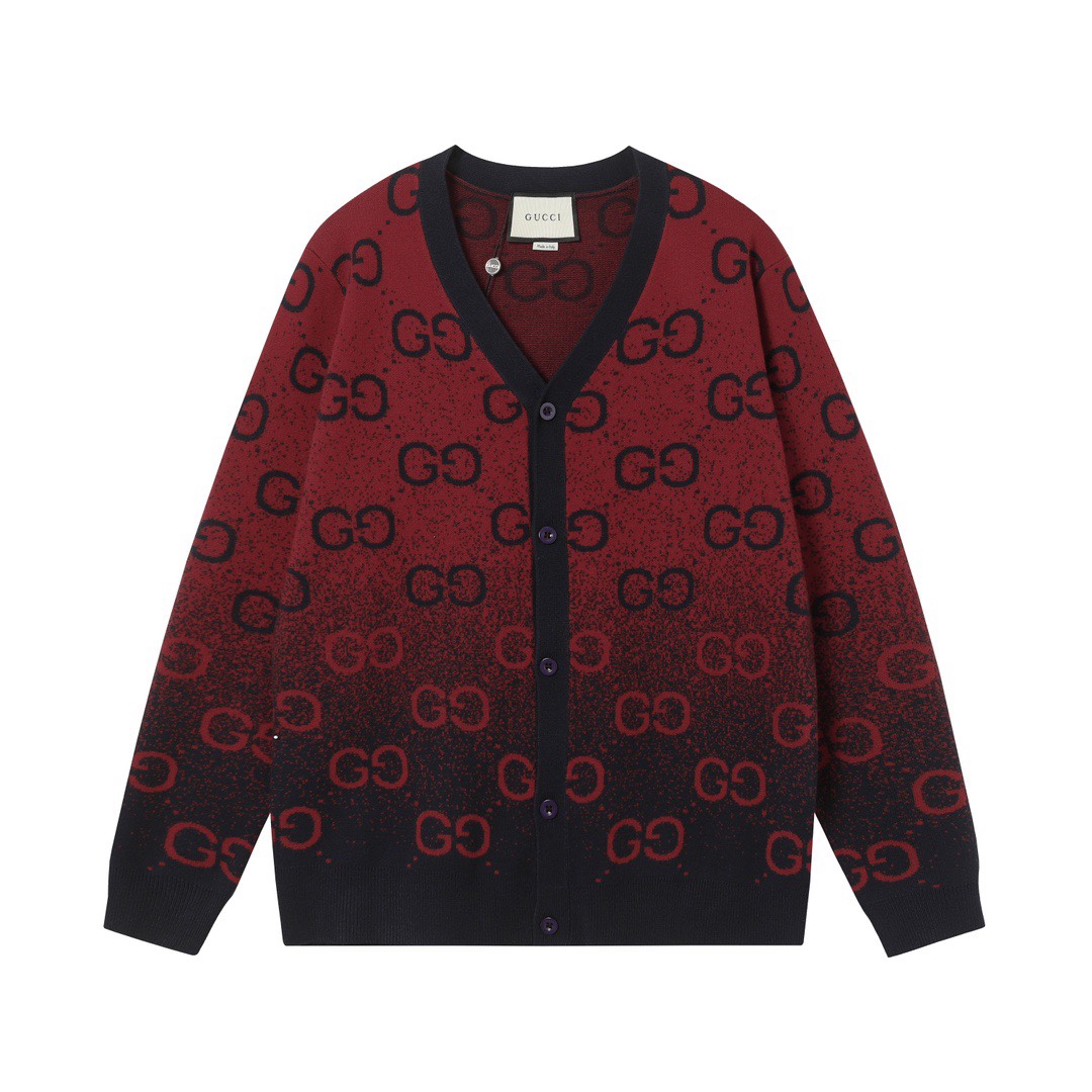 GUCCI 구찌 로고 그라데이션 V넥 가디건 니트 의류