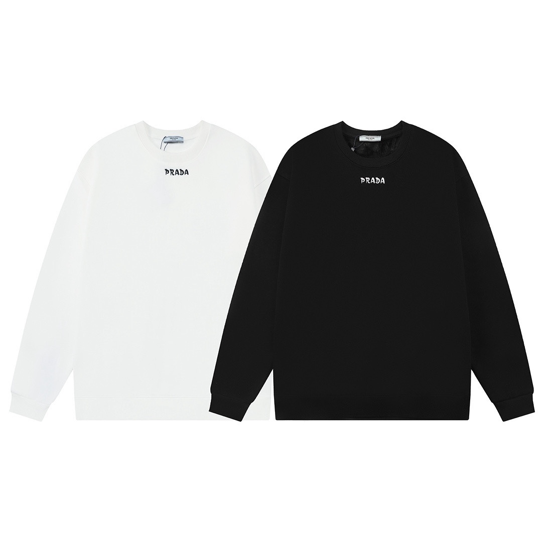 PRADA 프라다 미니 레터 로고 자수 기모 맨투맨 티셔츠 의류