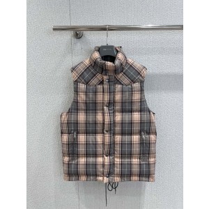 Prada 프라다 체크 패턴 다운 베스트 패딩 조끼 의류