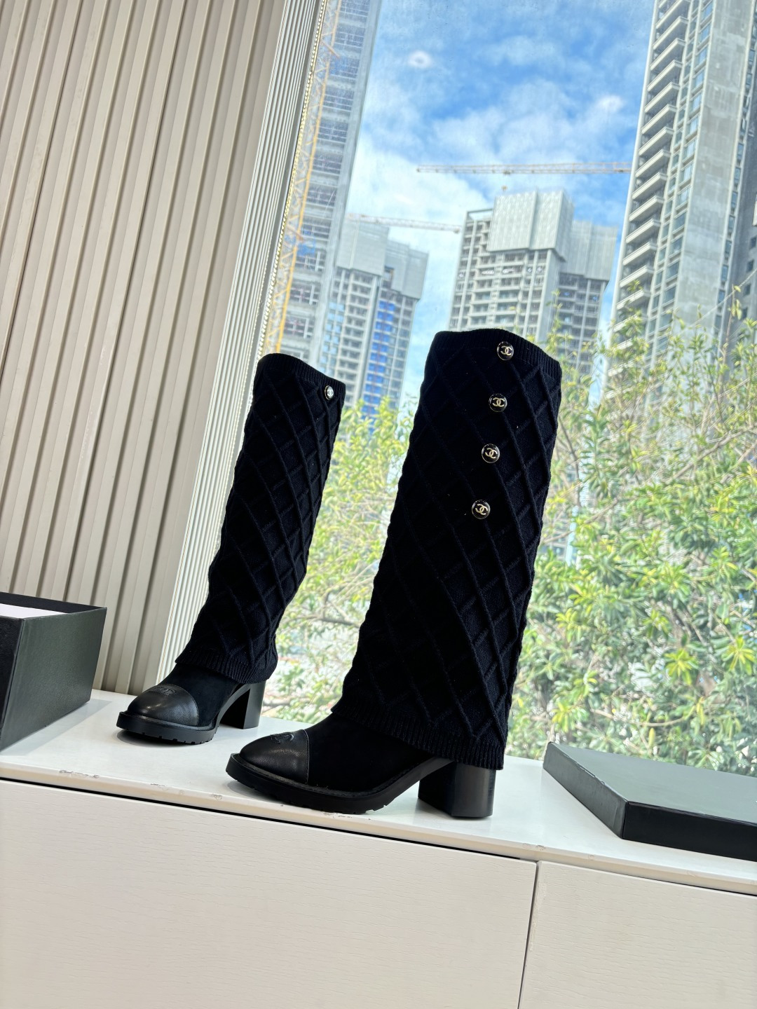 Chanel 샤넬 스티치 니트 부츠 신발