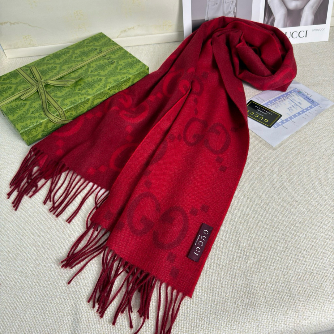 Gucci 구찌 G 로고 양면 캐시미어 머플러 목도리