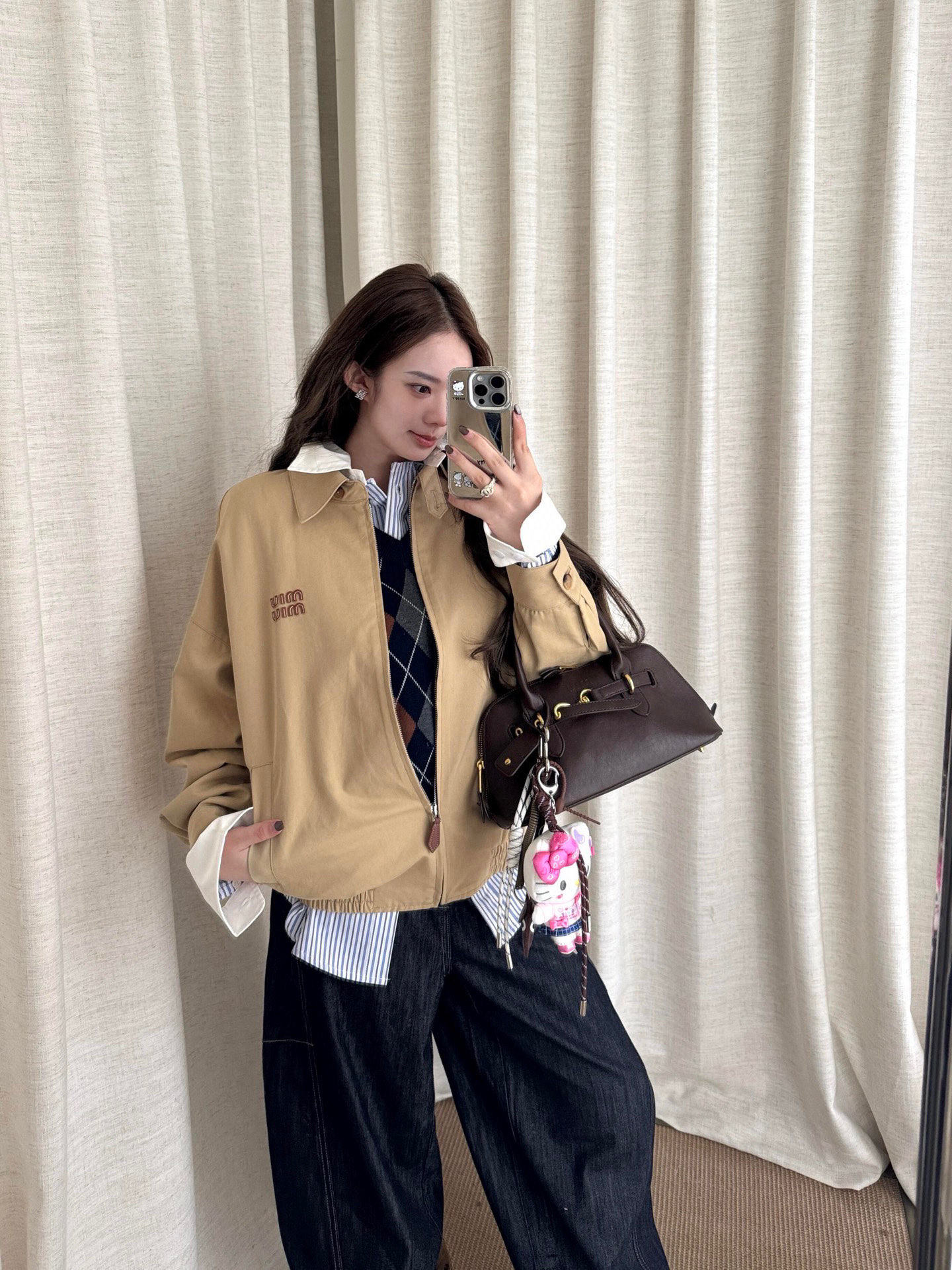 MIUMIU 미우미우 로고 장식 집업 카라 자켓 재킷 의류