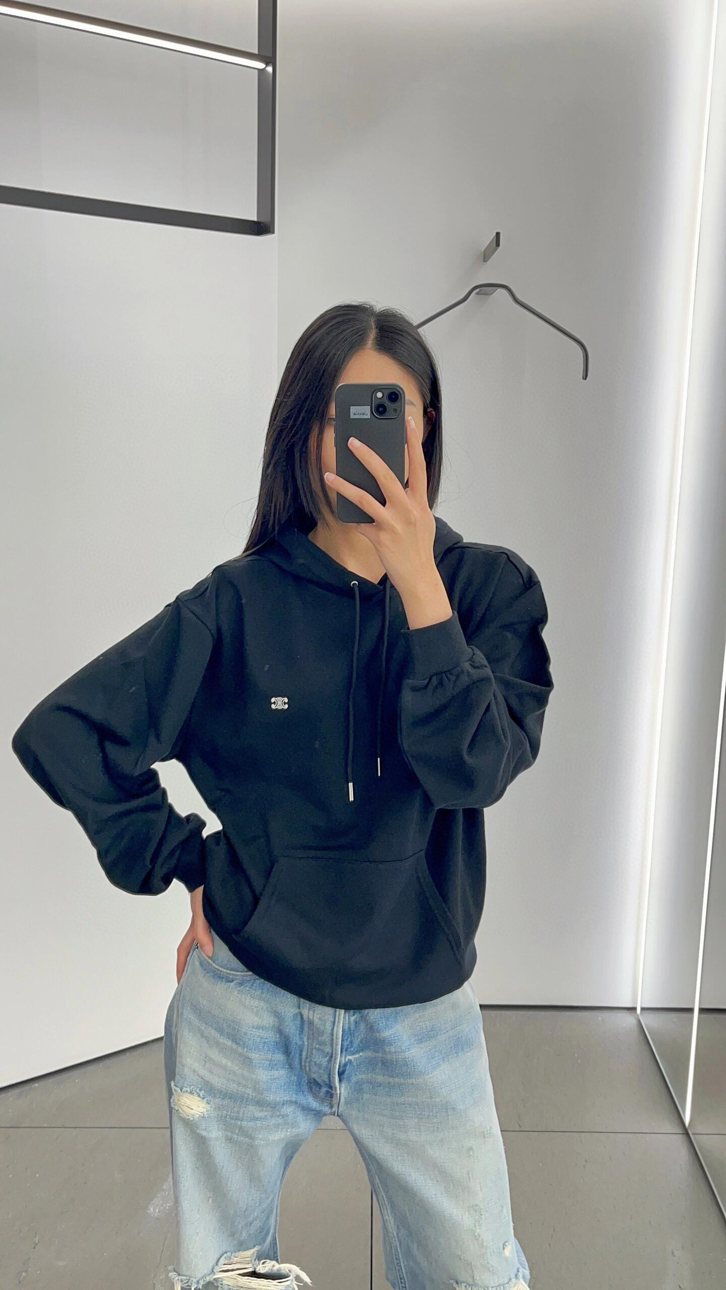 CELINE 셀린느 트리옹프 자수 로고 후드티 의류