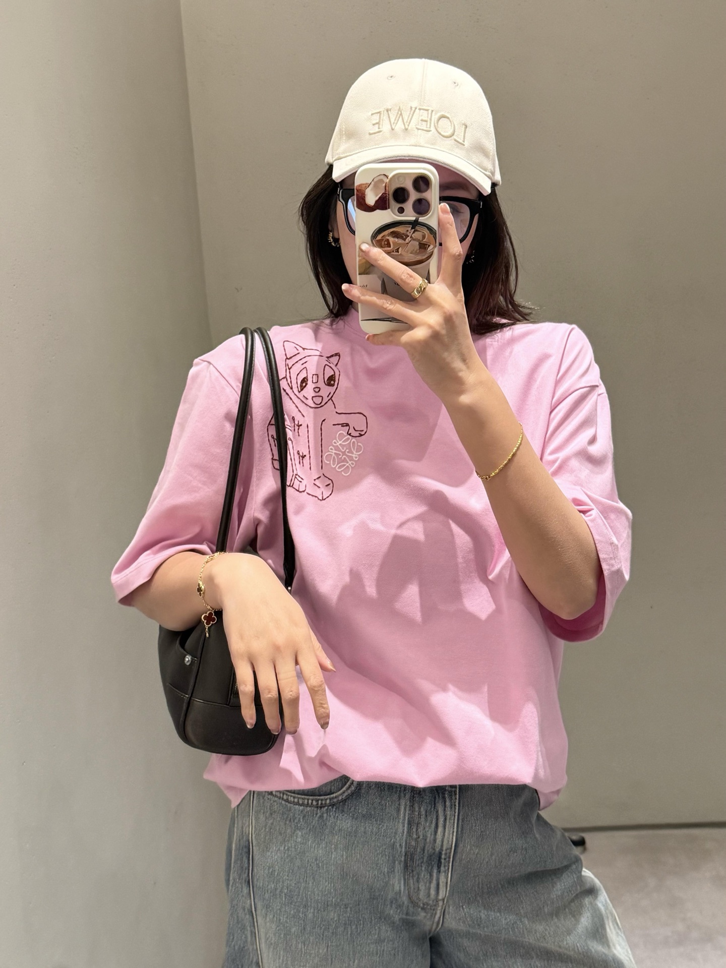 Loewe 로에베 럭키 캣 자수 루즈핏 반팔 티셔츠 의류