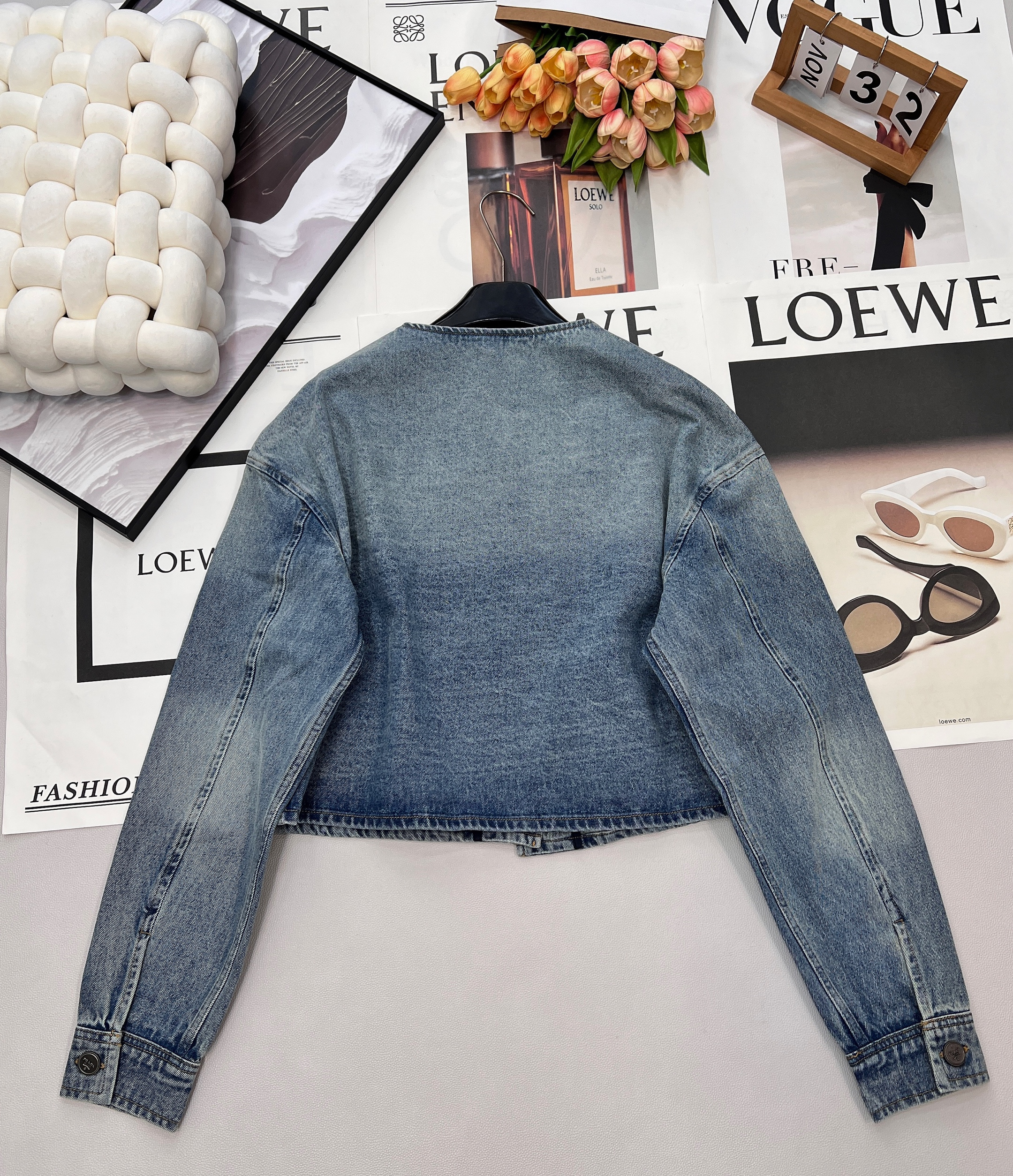 Prada 프라다 3버튼 삼각 로고 데님 크롭 자켓 재킷 의류